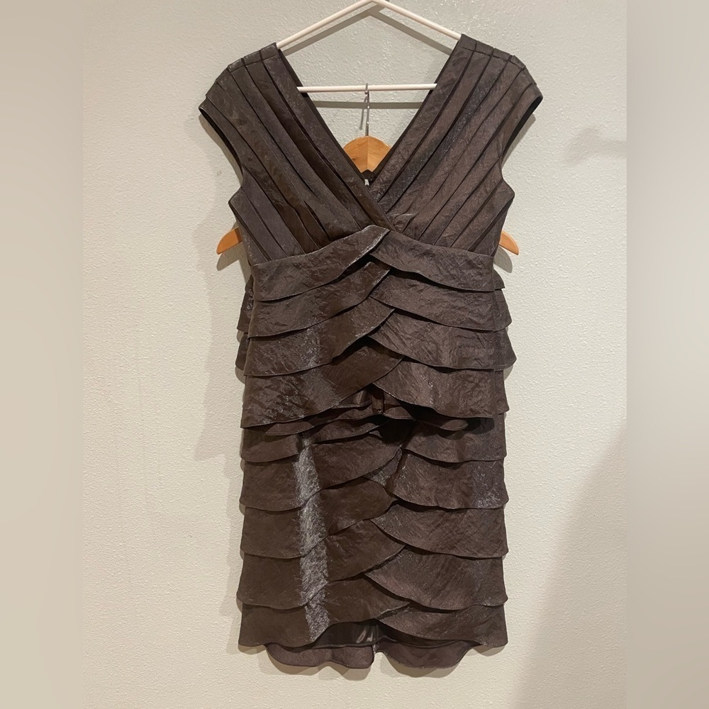 Adrianna Papell Strapless Brown Layered Dress